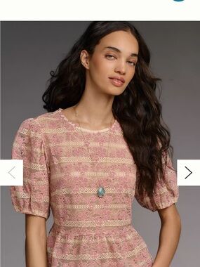 Anthropologie Dolan Left Coast Lace Stripe Peplum Top